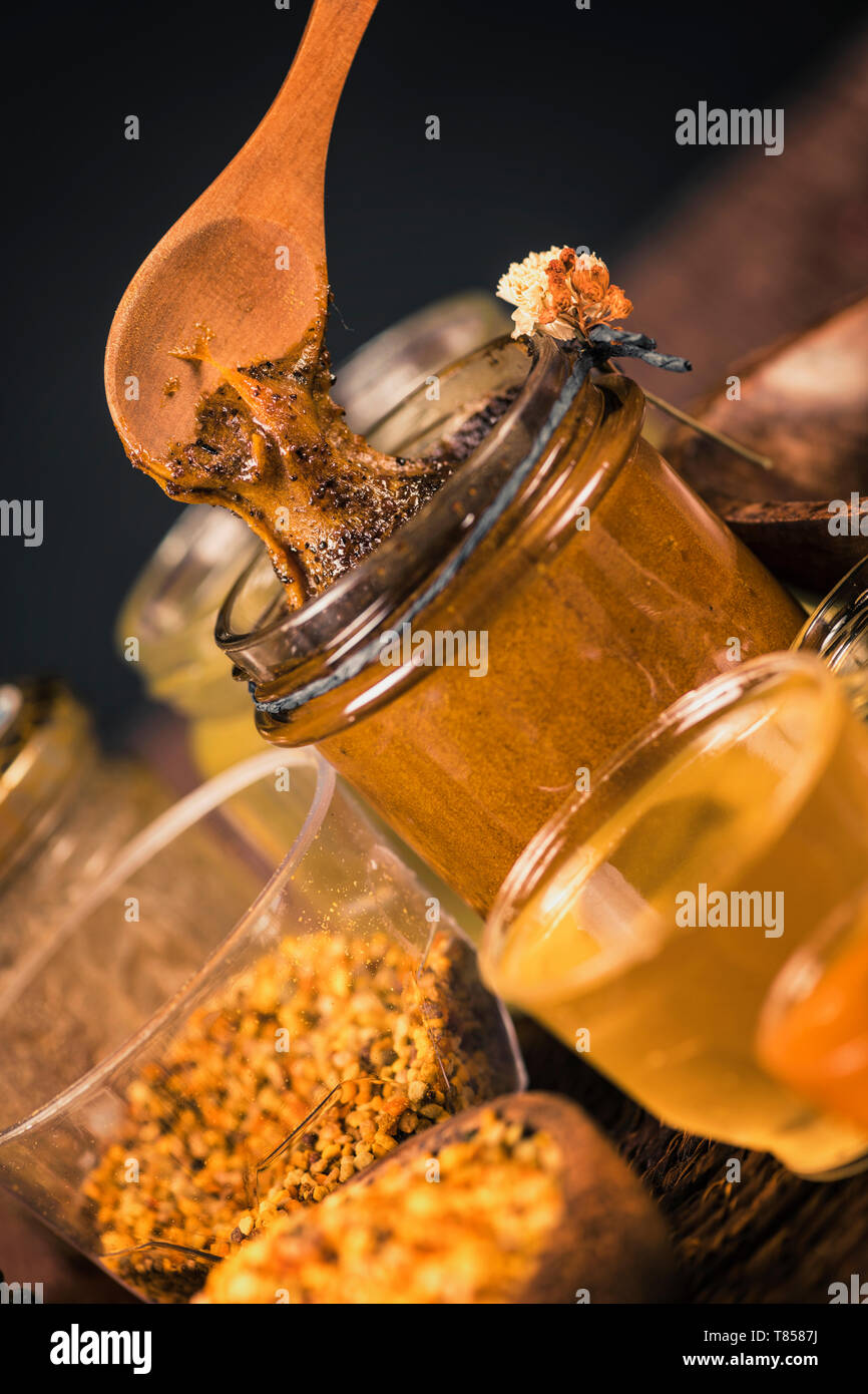 Royal jelly honey with propolis and pollen Stock Photo Alamy