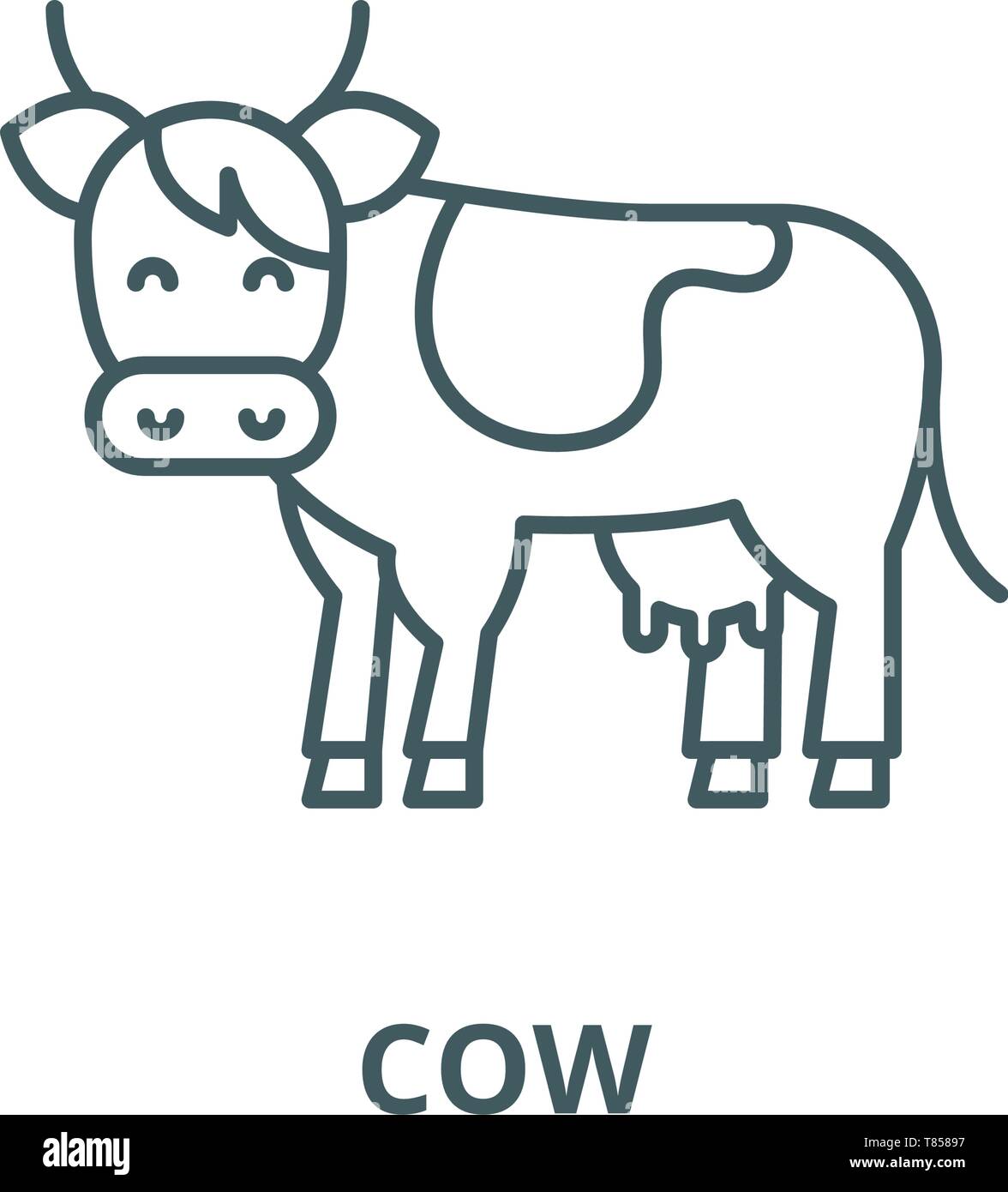 Cow vector line icon, linear concept, outline sign, symbol Stock Vector ...