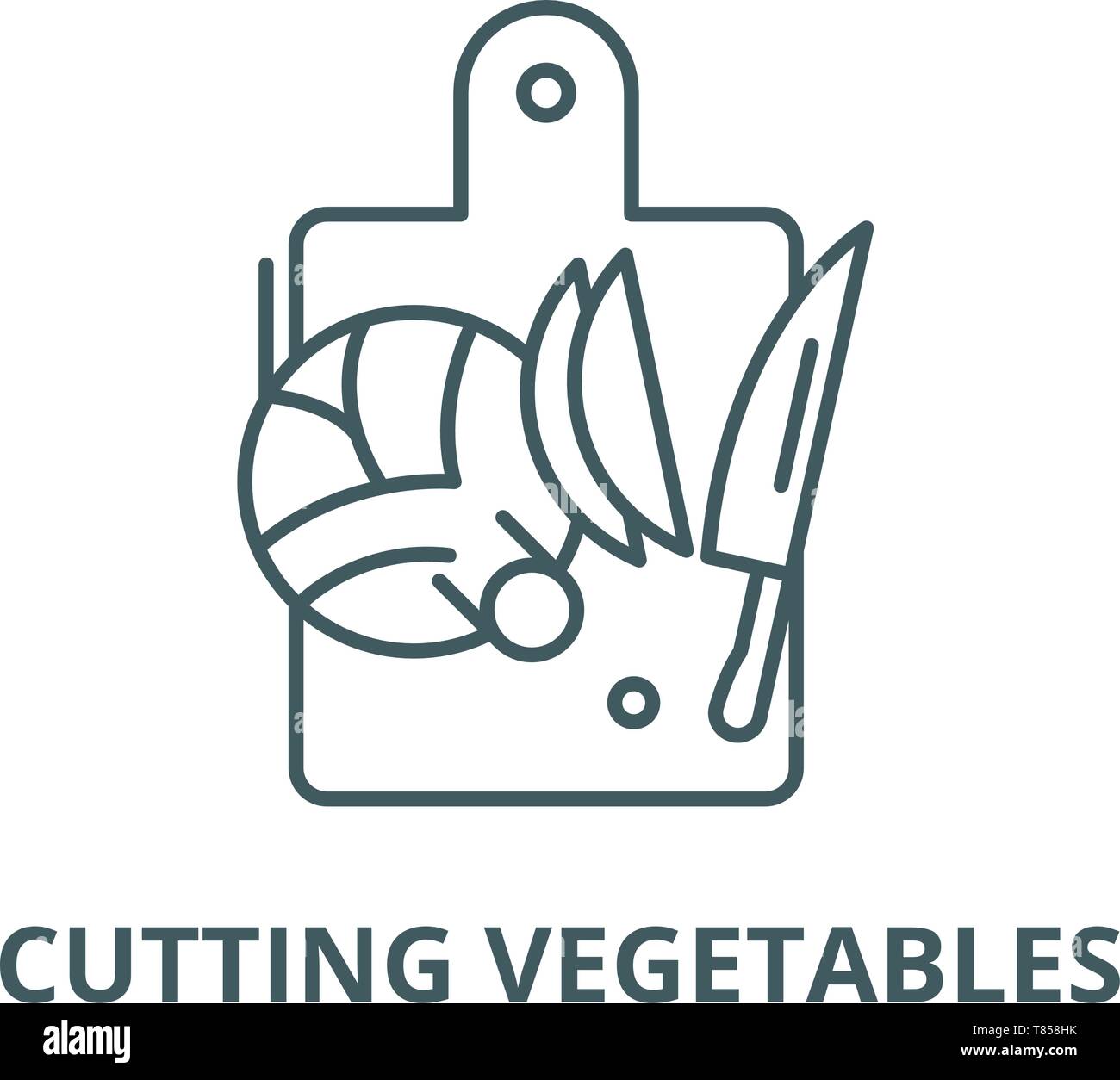 Cutting vegetables vector line icon, linear concept, outline sign ...