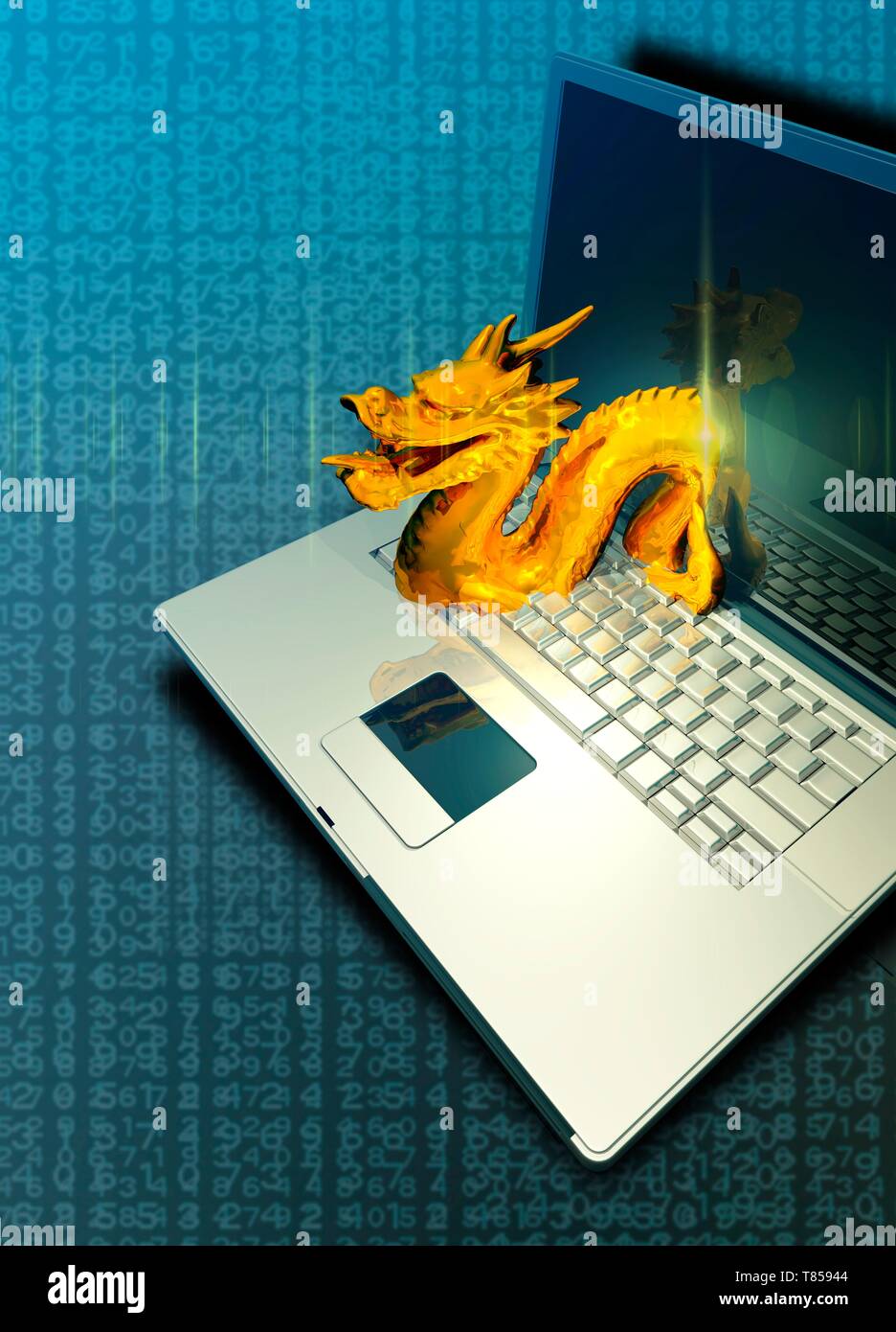 Chinese computer hacking, illustration Stock Photo
