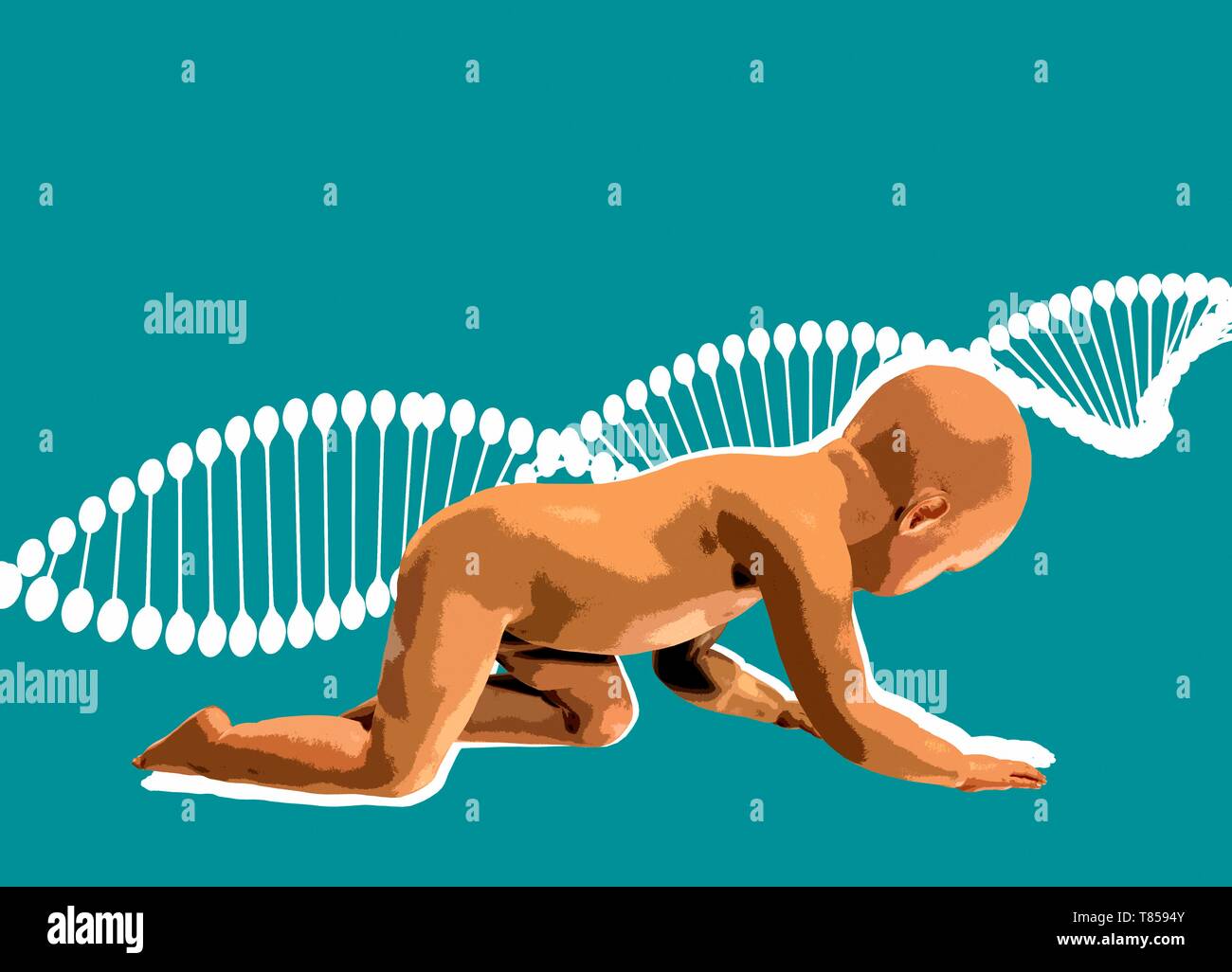 Baby and dna, illustration Stock Photo