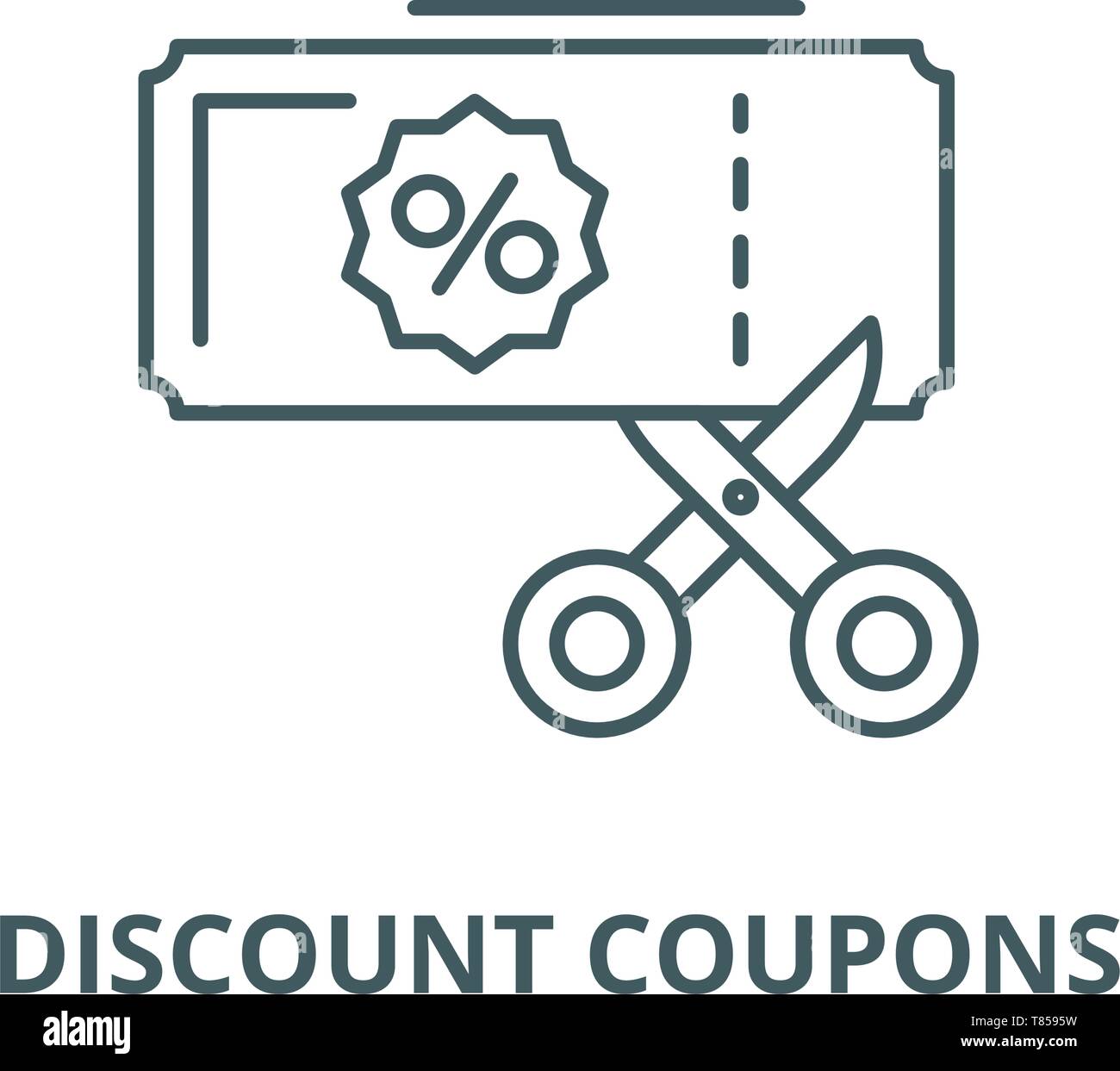 Discount coupons vector line icon, linear concept, outline sign, symbol