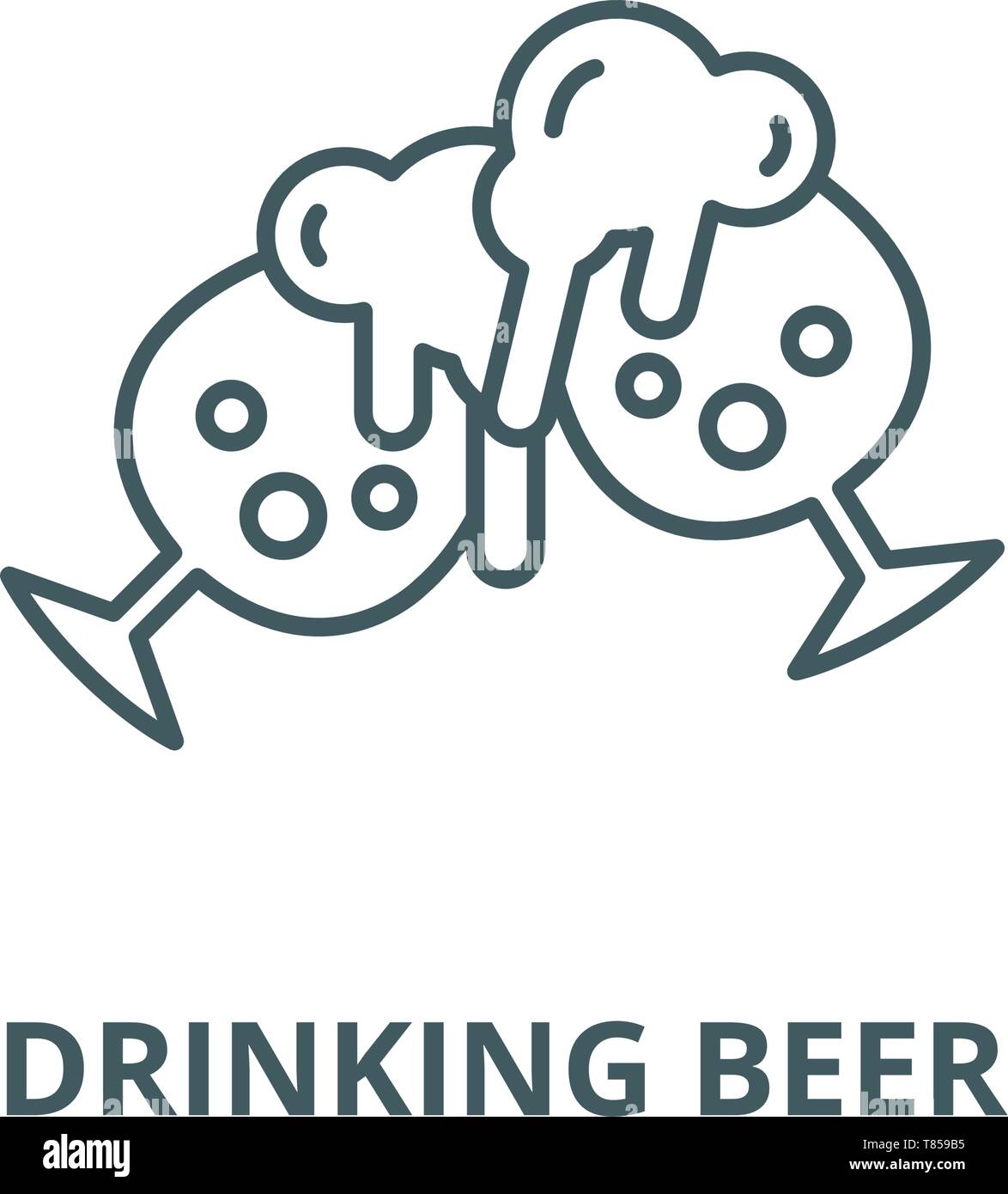 Drinking beer vector line icon, linear concept, outline sign, symbol ...