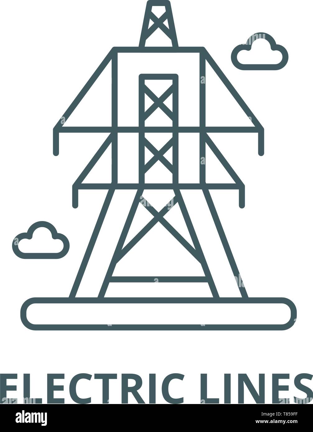Electric lines vector line icon, linear concept, outline sign, symbol ...
