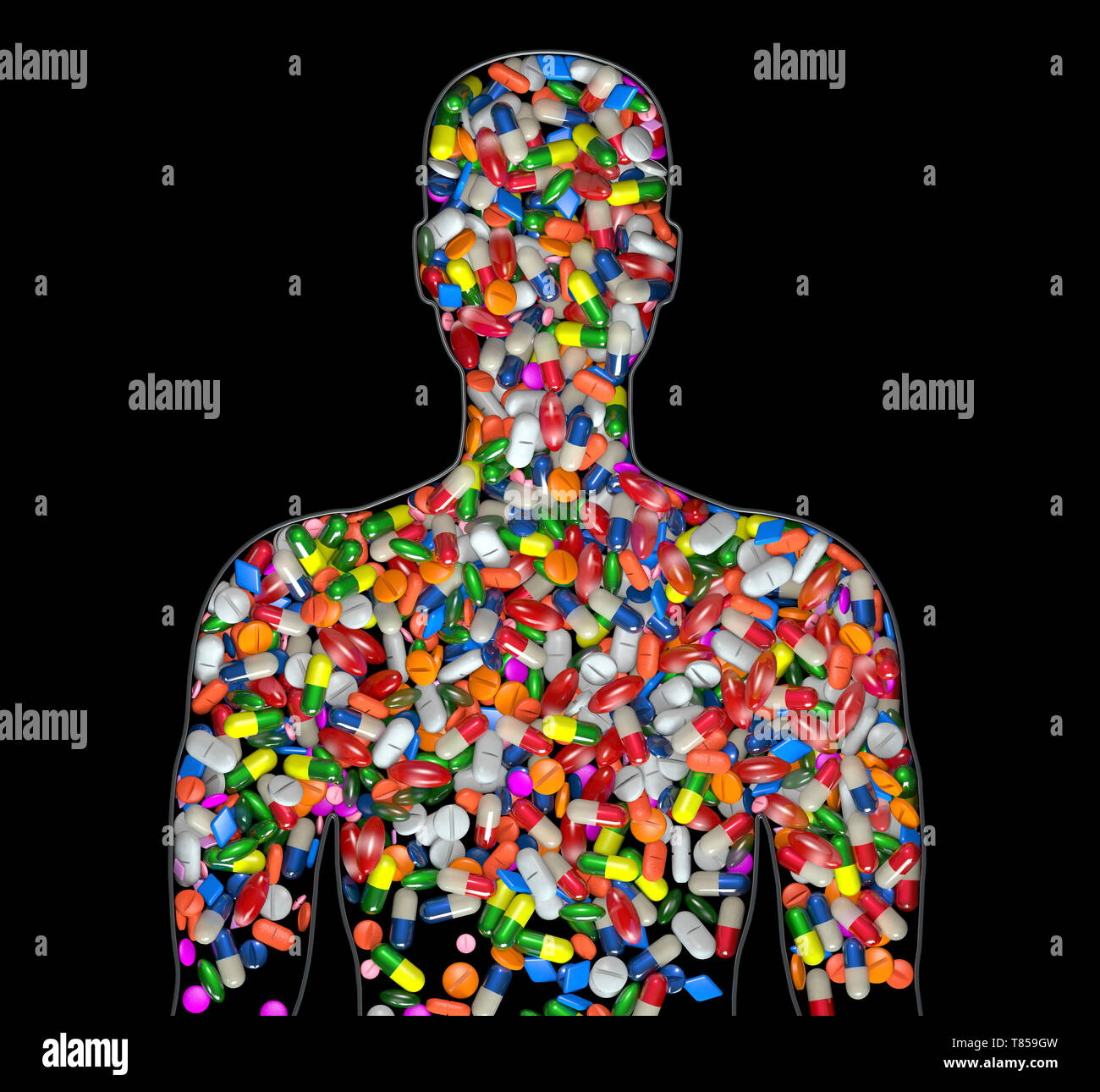 Prescription drug addiction, conceptual illustration Stock Photo