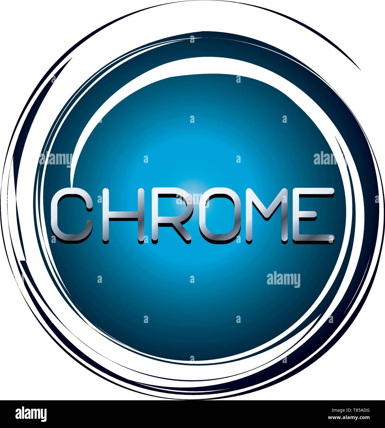 Chrome Word On Blue Button Stock Vector Image Art Alamy