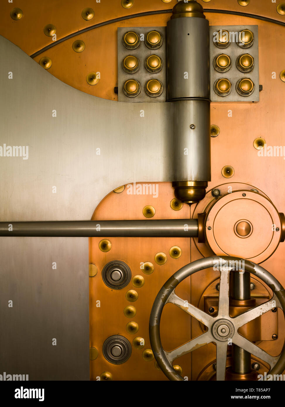 Tumbler on a Vault Door Stock Photo Alamy