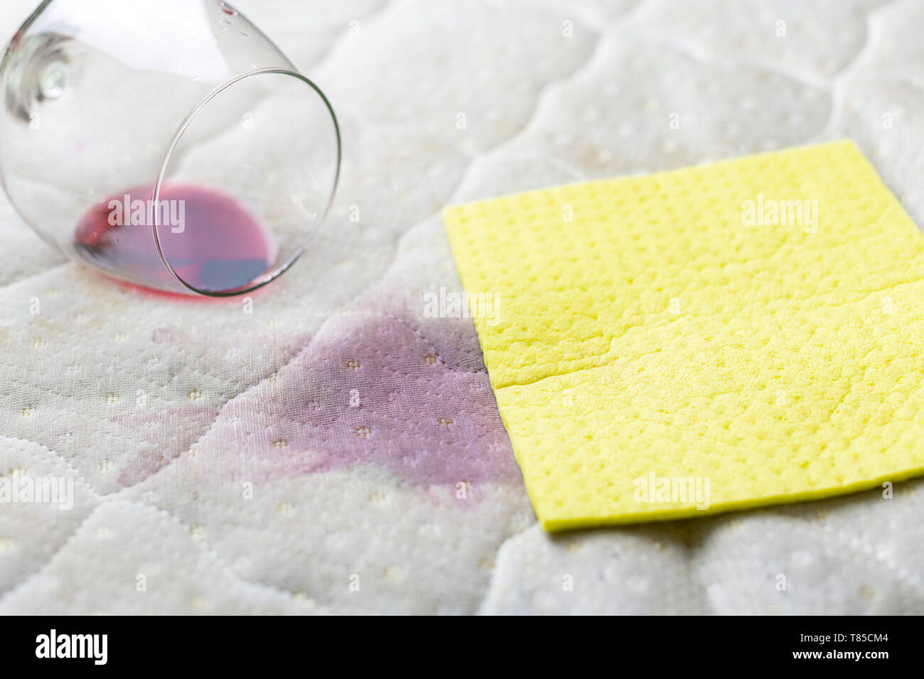 Sponge Cleaning Wine Stain Dropped Wineglass Spilled Wine On
