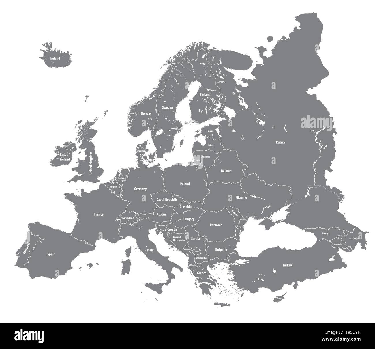 Europe vector high detailed political map Stock Vector