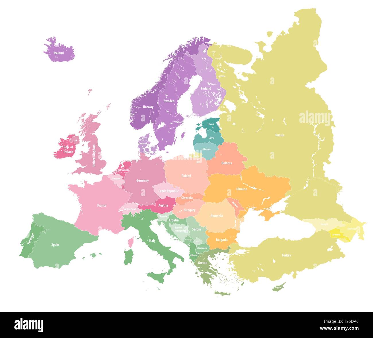 Europe vector high detailed political map Stock Vector Image & Art - Alamy