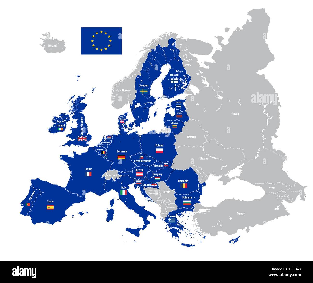 Europe vector high detailed political map Stock Vector