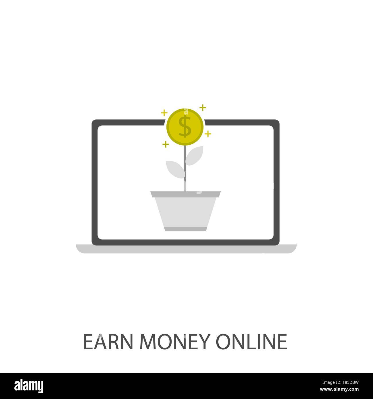 Earn money online. Financial growth. Dollar coin plant, financial success Vector illustration Stock Vector