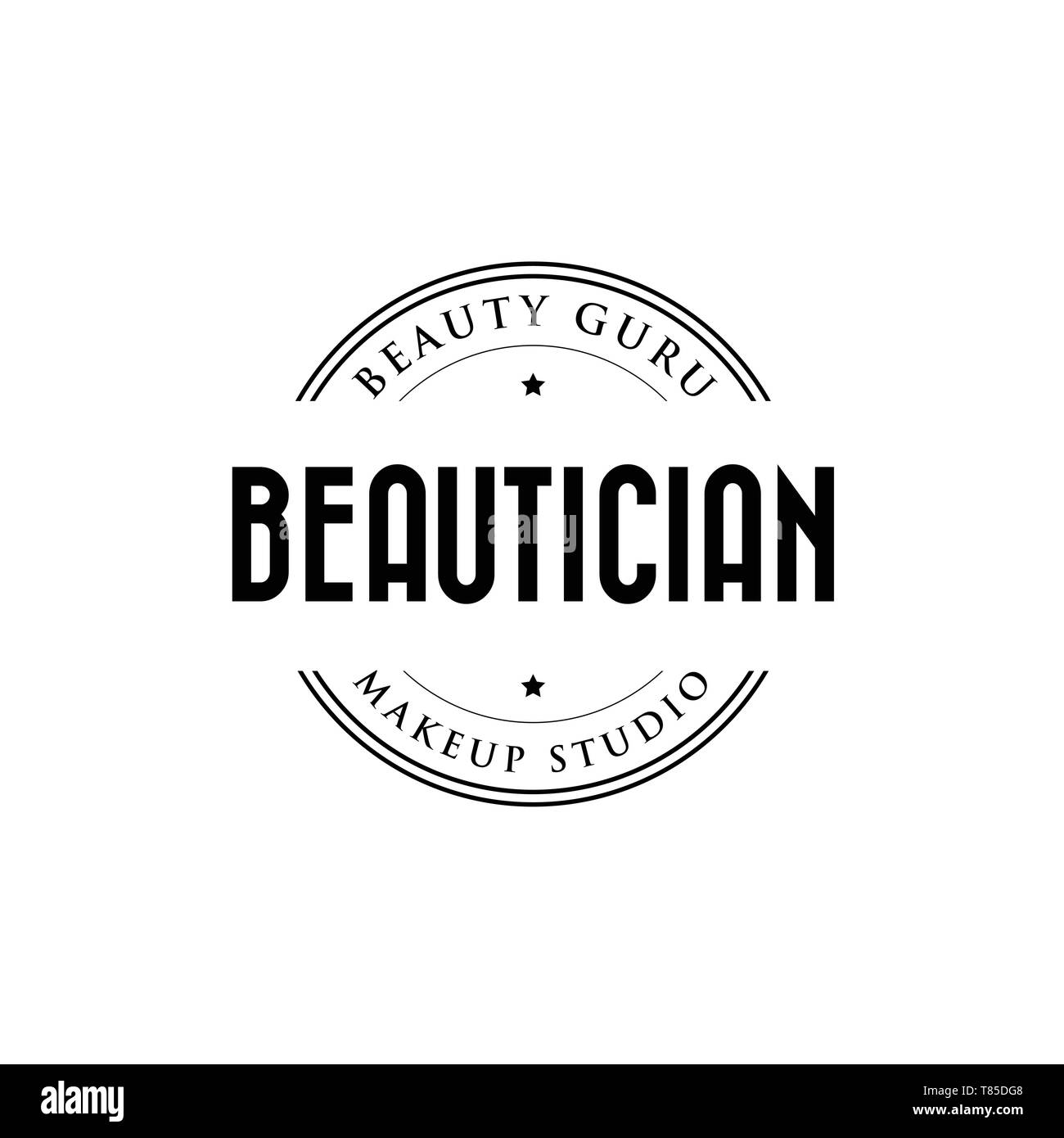 Beautician makeup studio logo stamp Stock Vector