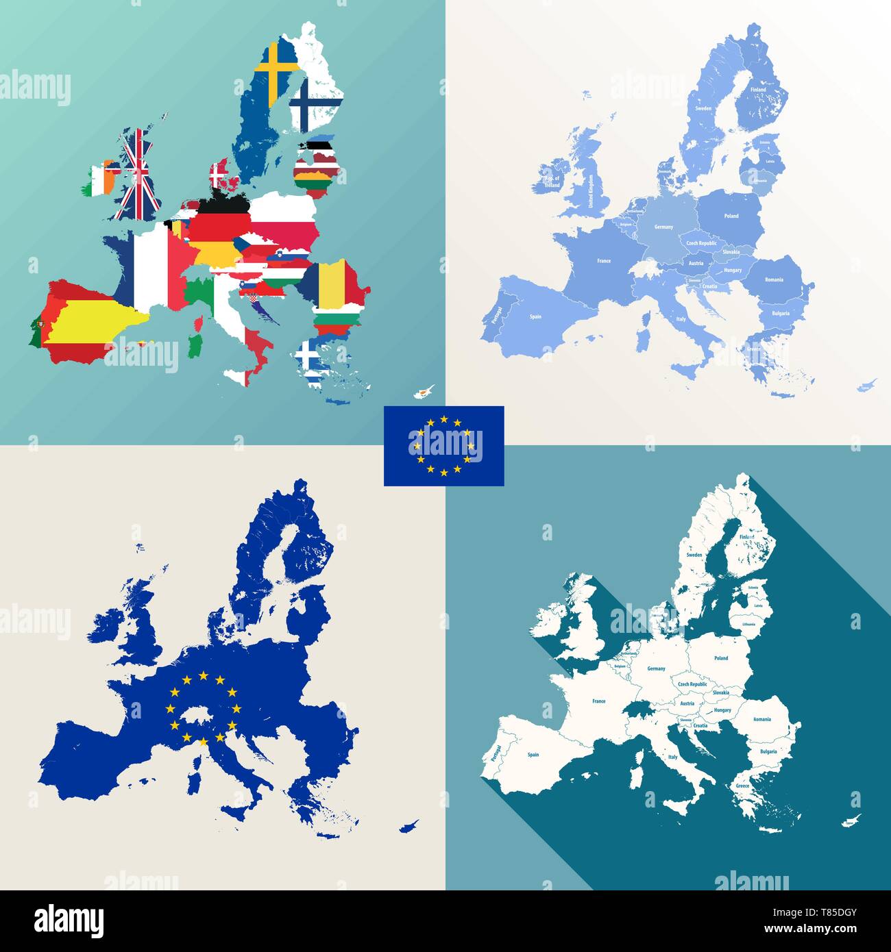 European union maps vector set Stock Vector