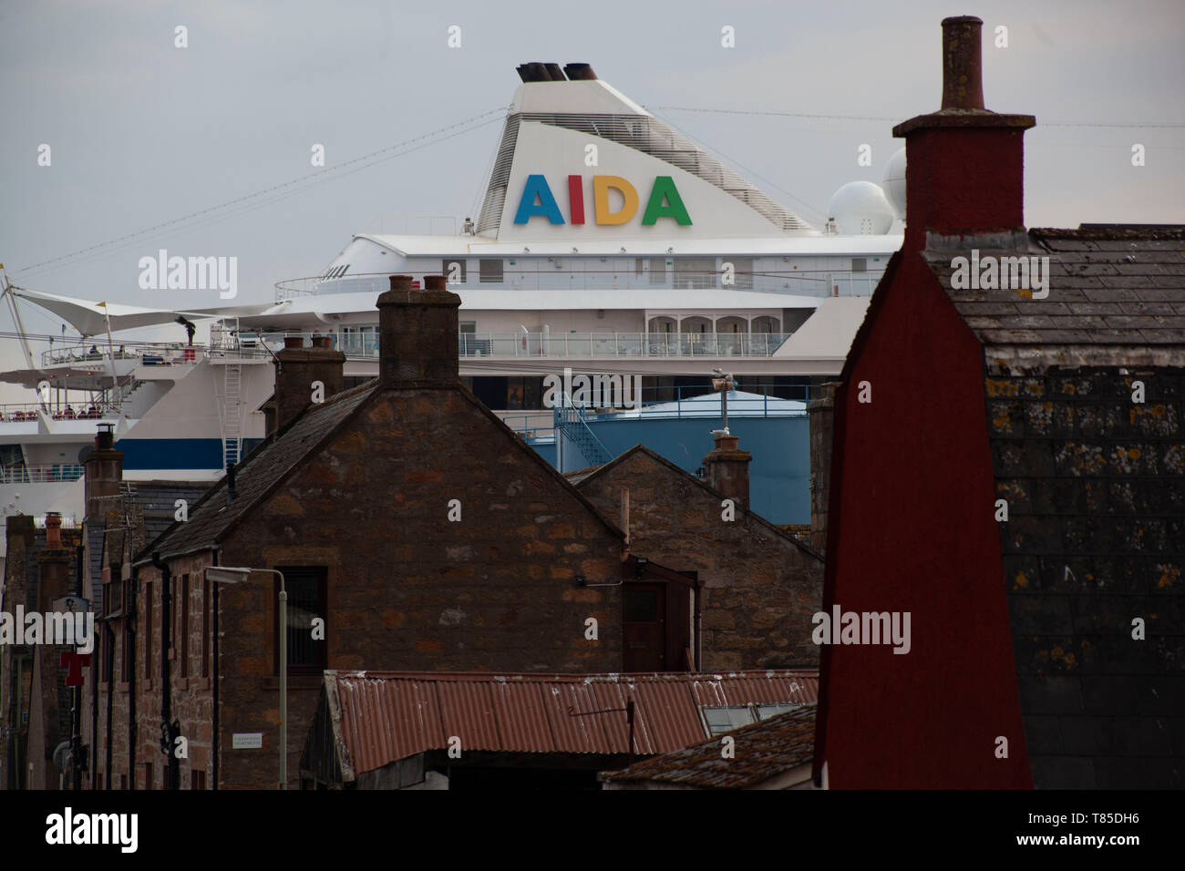 Aida Aura Cruise Ship in Invergordon Port Stock Photo