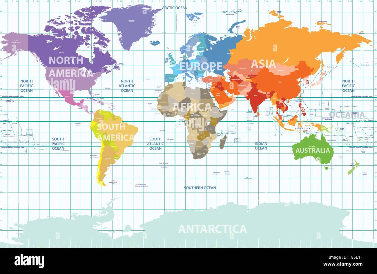 vector high detailed world map illustration Stock Vector