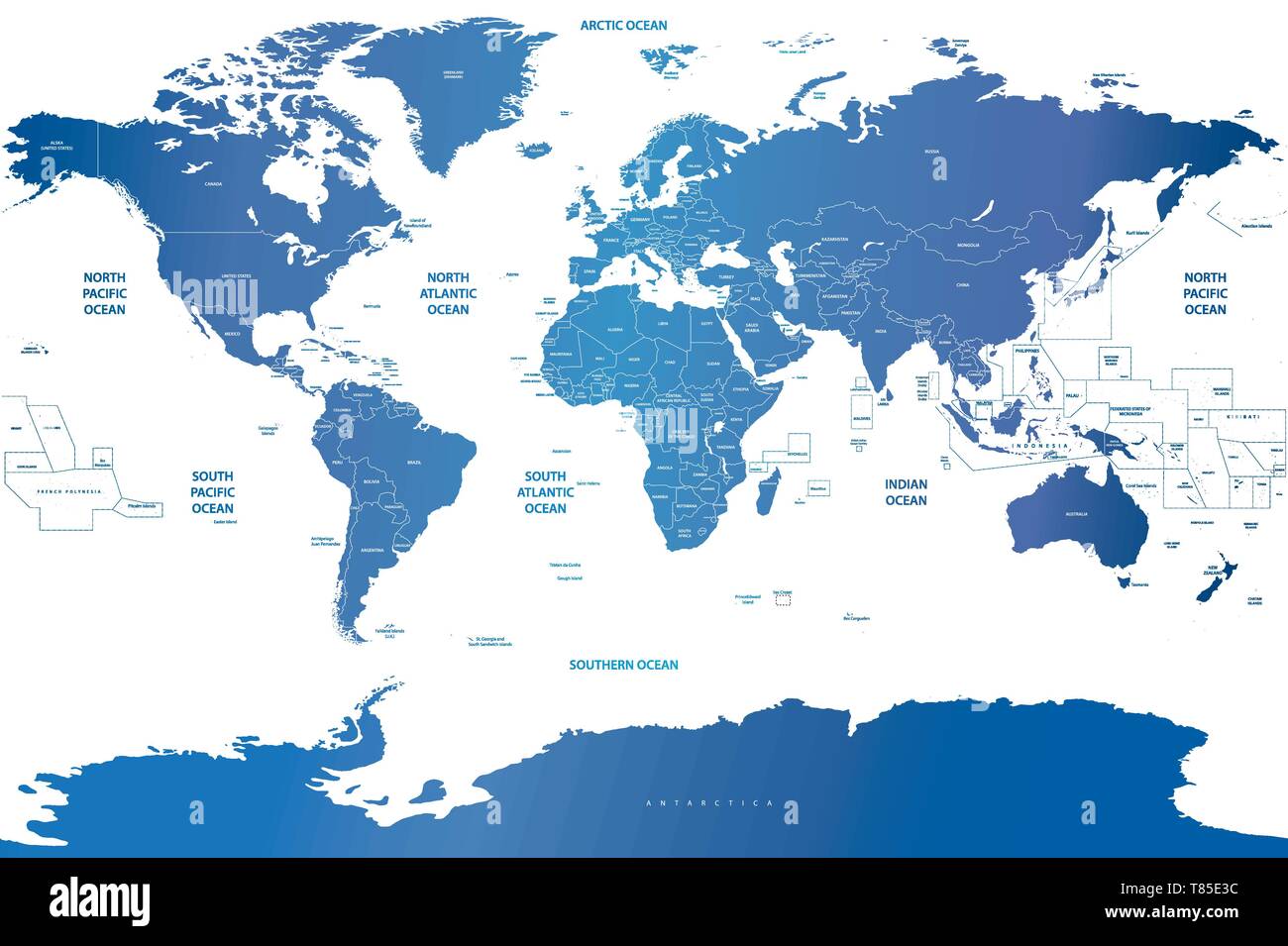 vector high detailed world map Stock Vector