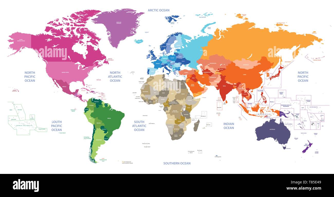 vector high detailed world map Stock Vector