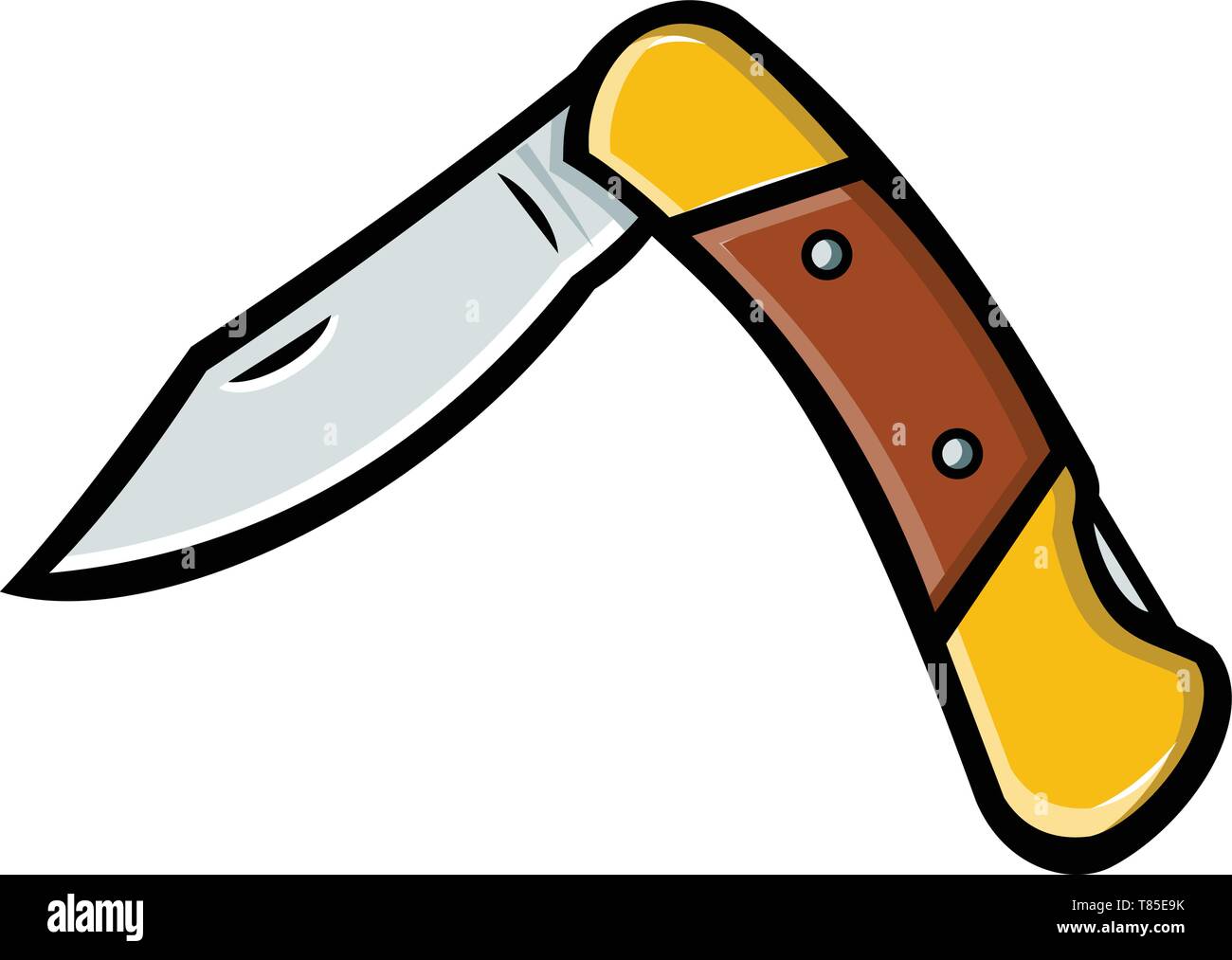 Retro style illustration of a pocket knife or folding knife partially