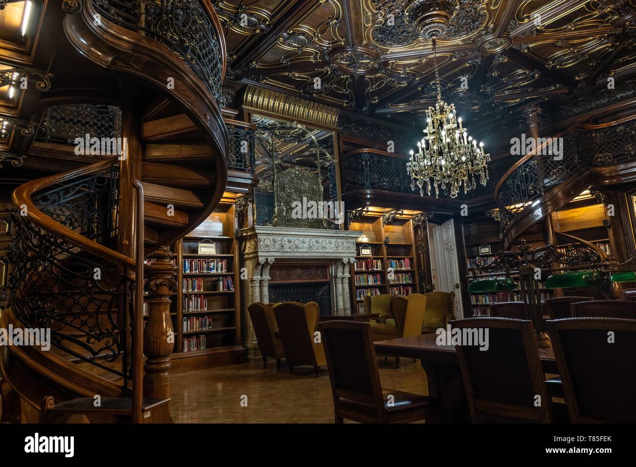 Most beautiful library in Budapest, Hungary, most beautiful libraries in the world, Fővárosi Szabó Ervin Könyvtár. Stock Photo