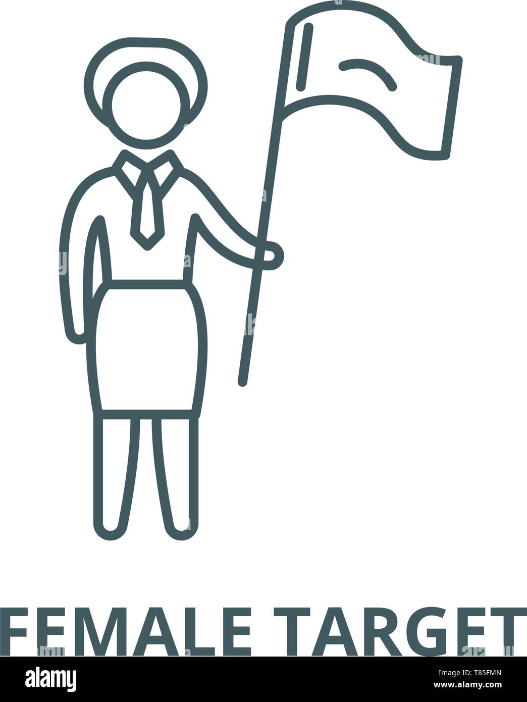 Female target vector line icon, linear concept, outline sign, symbol ...