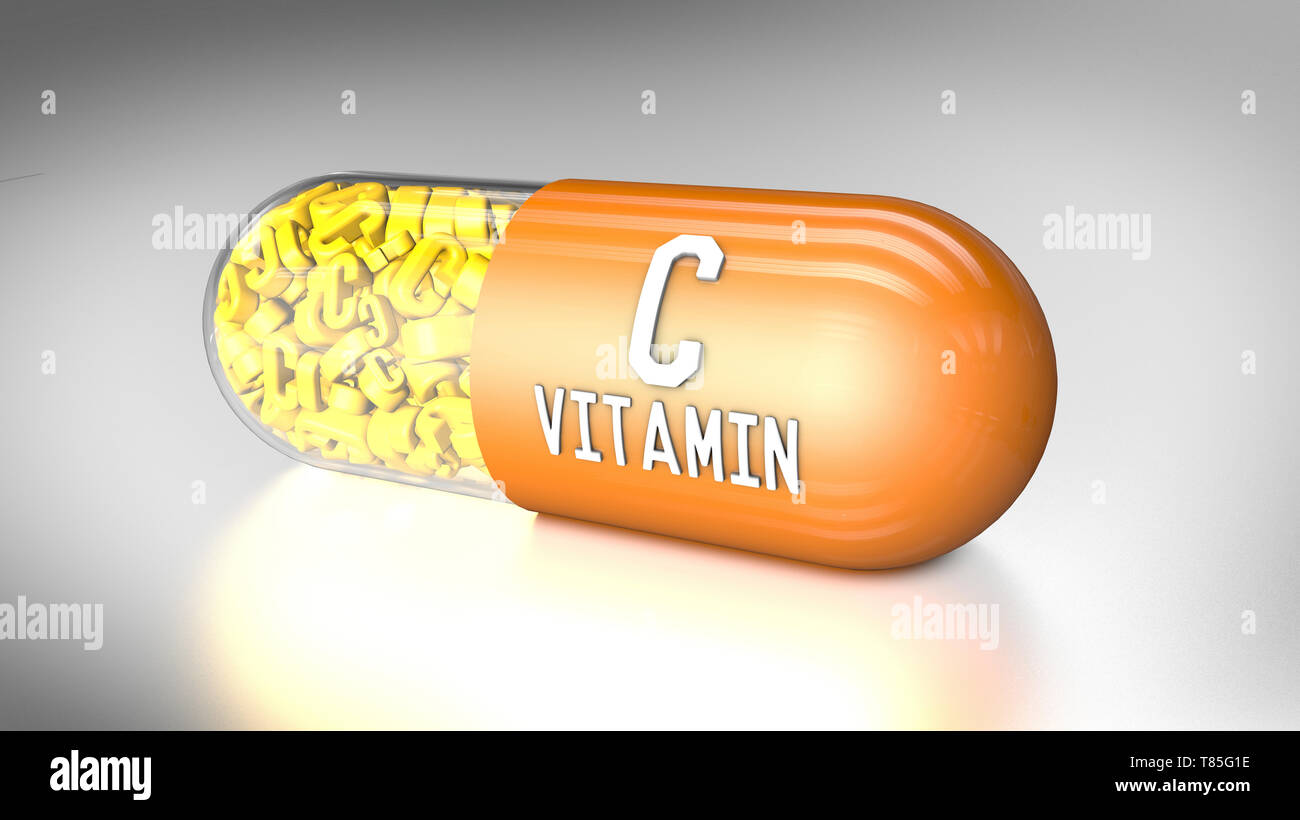 Vitamin C capsule, illustration Stock Photo Alamy