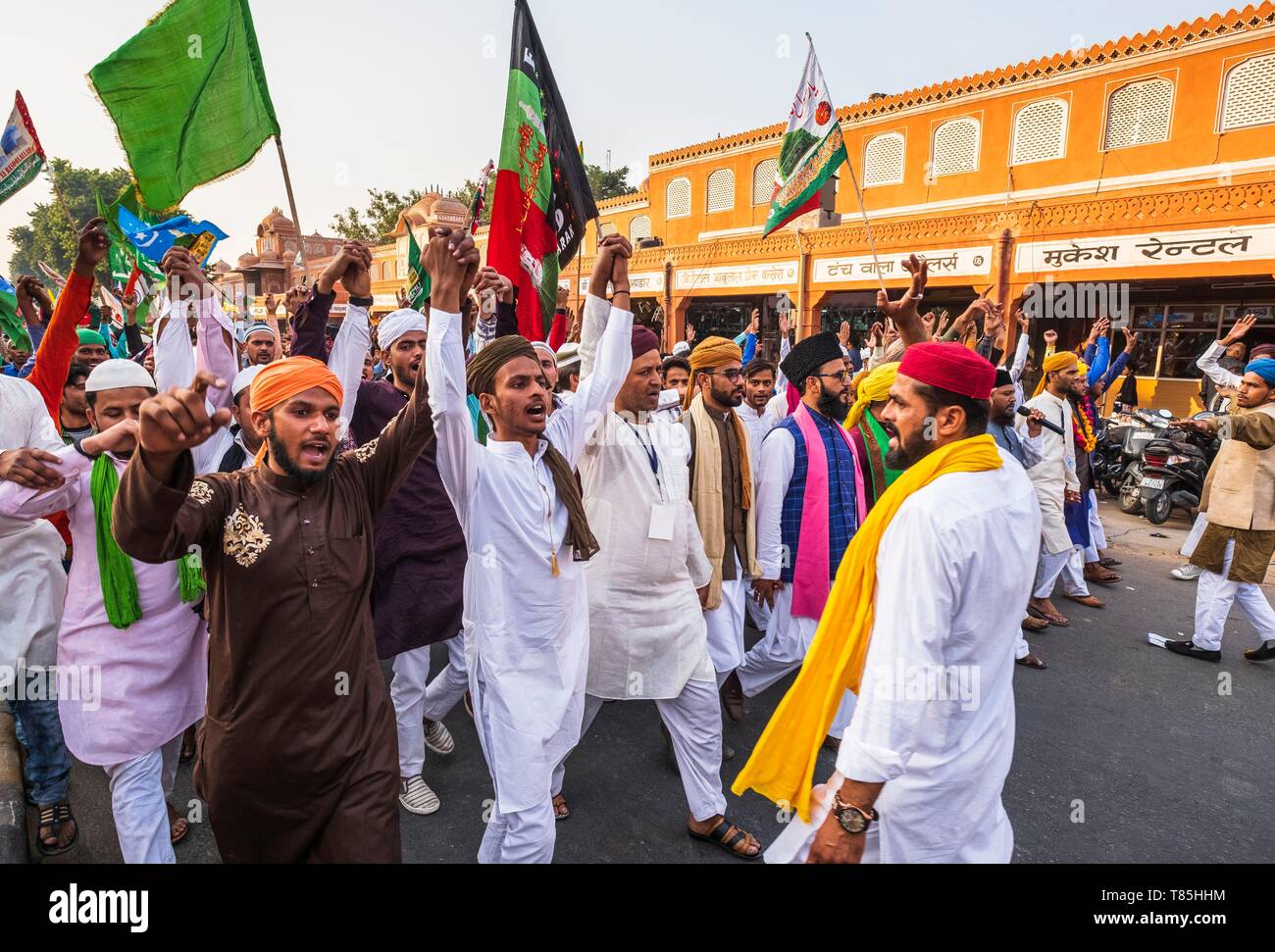 India, Rajasthan, Jaipur, Tripolia Bazar, muslim festival Stock Photo ...