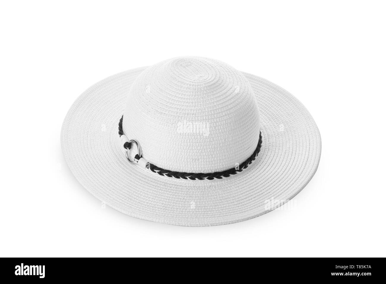 Beach hat on white background Stock Photo Alamy