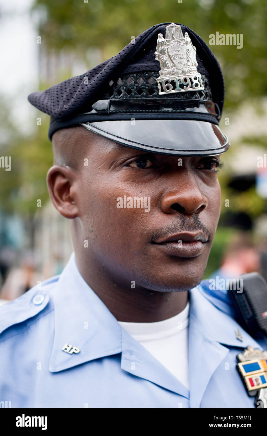 street portrait of a police officer taken in Philadelphia Pennsylvania, Stock Photo