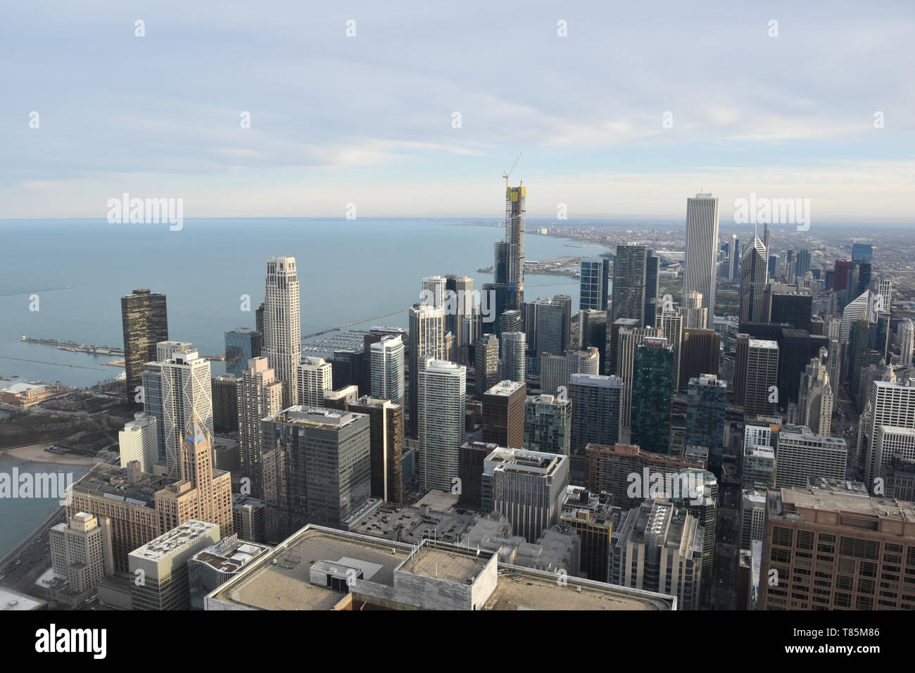 The Chicago skyline seen from 360 Chicago atop the John Hancock Center, Near North Loop, Magnificent Mile, Chicago, Illinois, USA Stock Photo