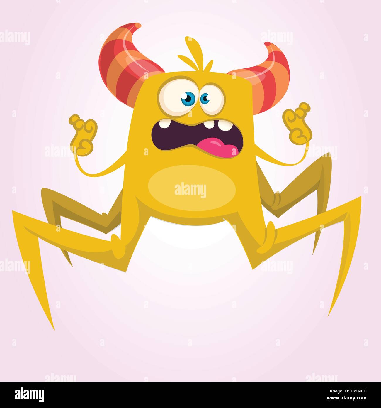 Scary cartoon spider monster. Vector illustration Stock Vector Image