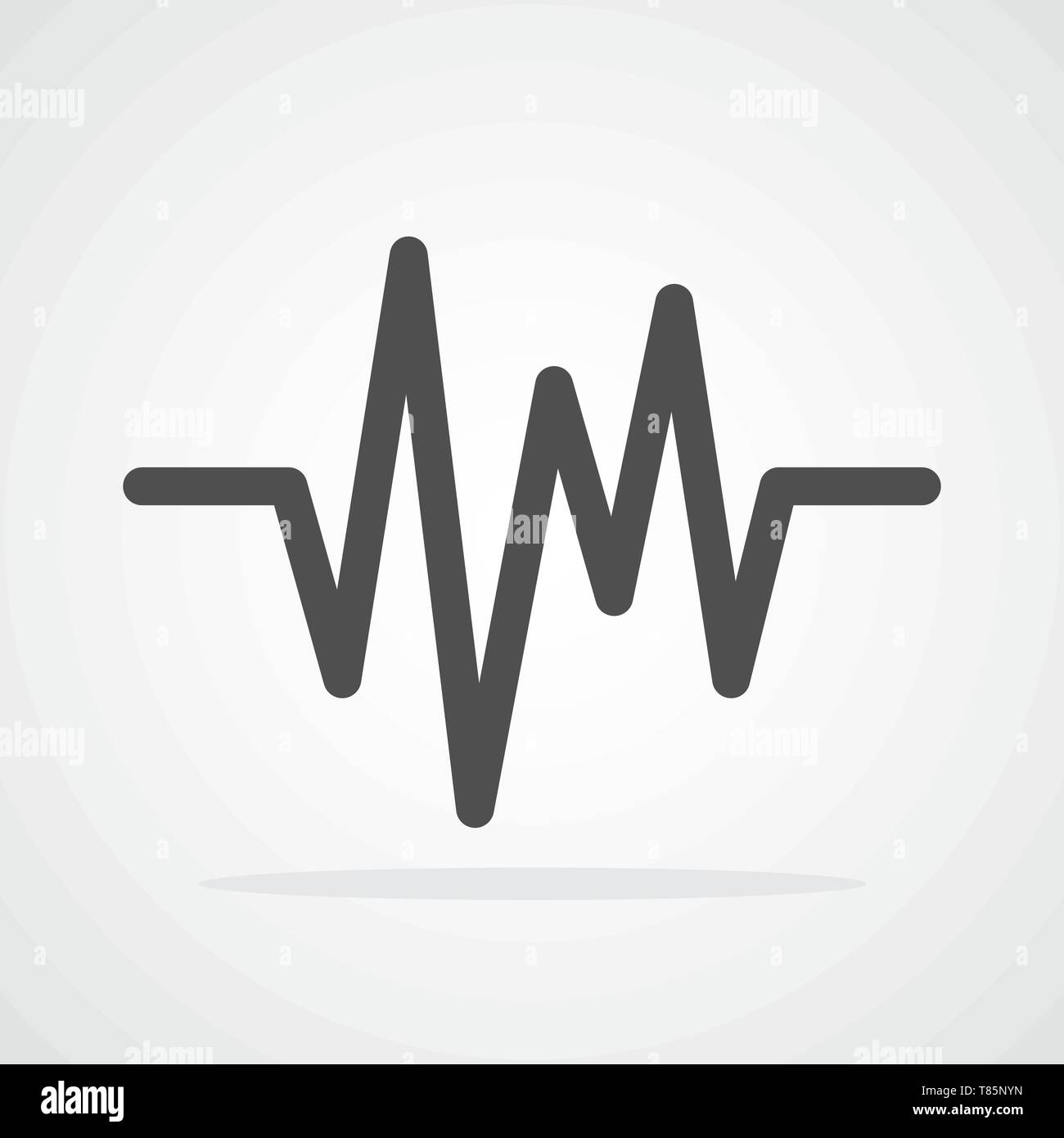 Gray heartbeat icon in flat design. Vector illustration. Sign of the electrocardiogram isolated. Stock Vector