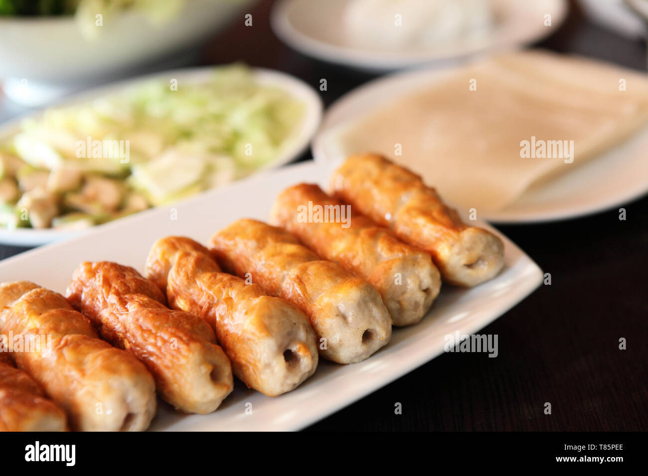nem nuong vietnamese pork sausage Stock Photo