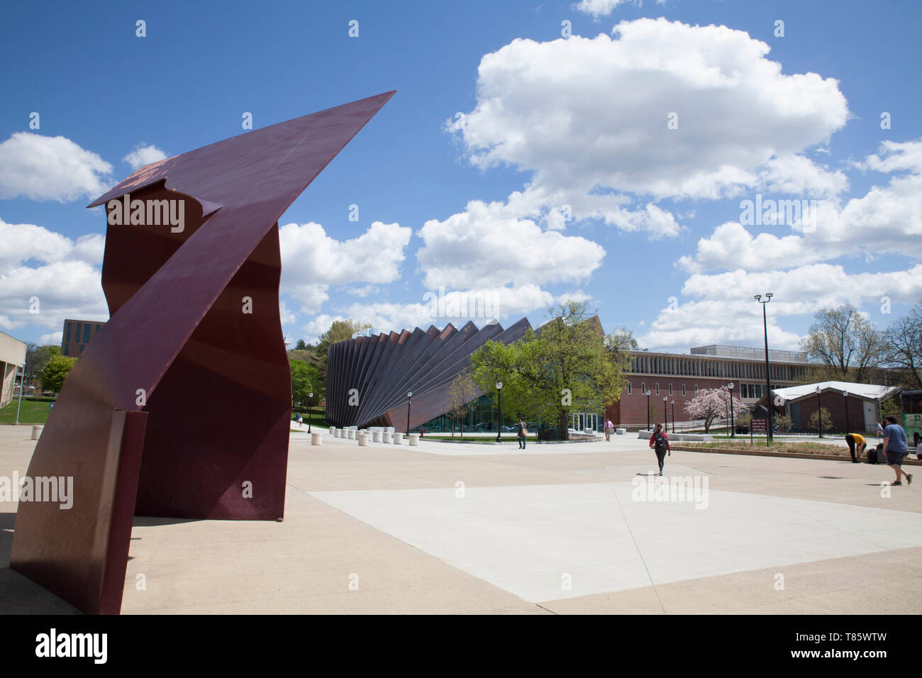 Campus of the University of Massachusetts at Amherst, on a sunny spring day. Stock Photo