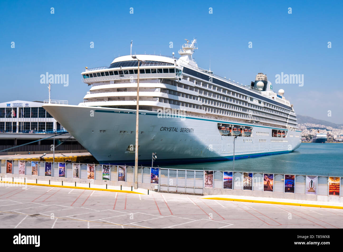 Piraeus Greece 25 04 2019 Cruise Liner In A Seaport In Piraeus Near Athens White Passenger Ship Concept Of Vacation And Traveling Stock Photo Alamy