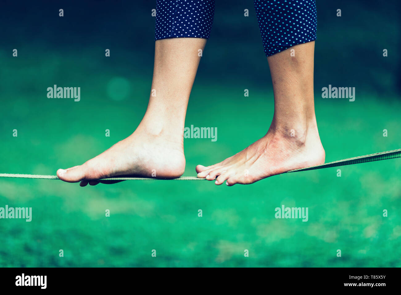 Slacklining Stock Photo Alamy