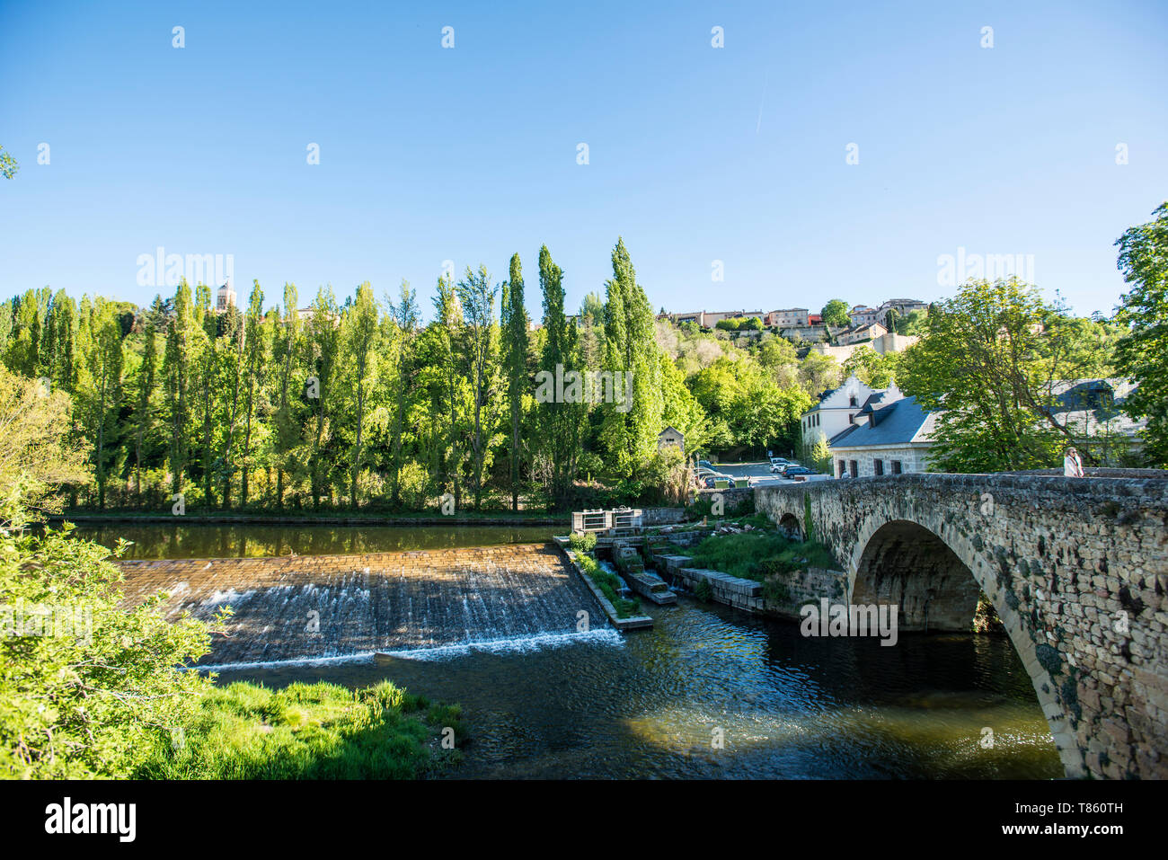 Eresma River and Alameda Park in Segovia Stock Photo
