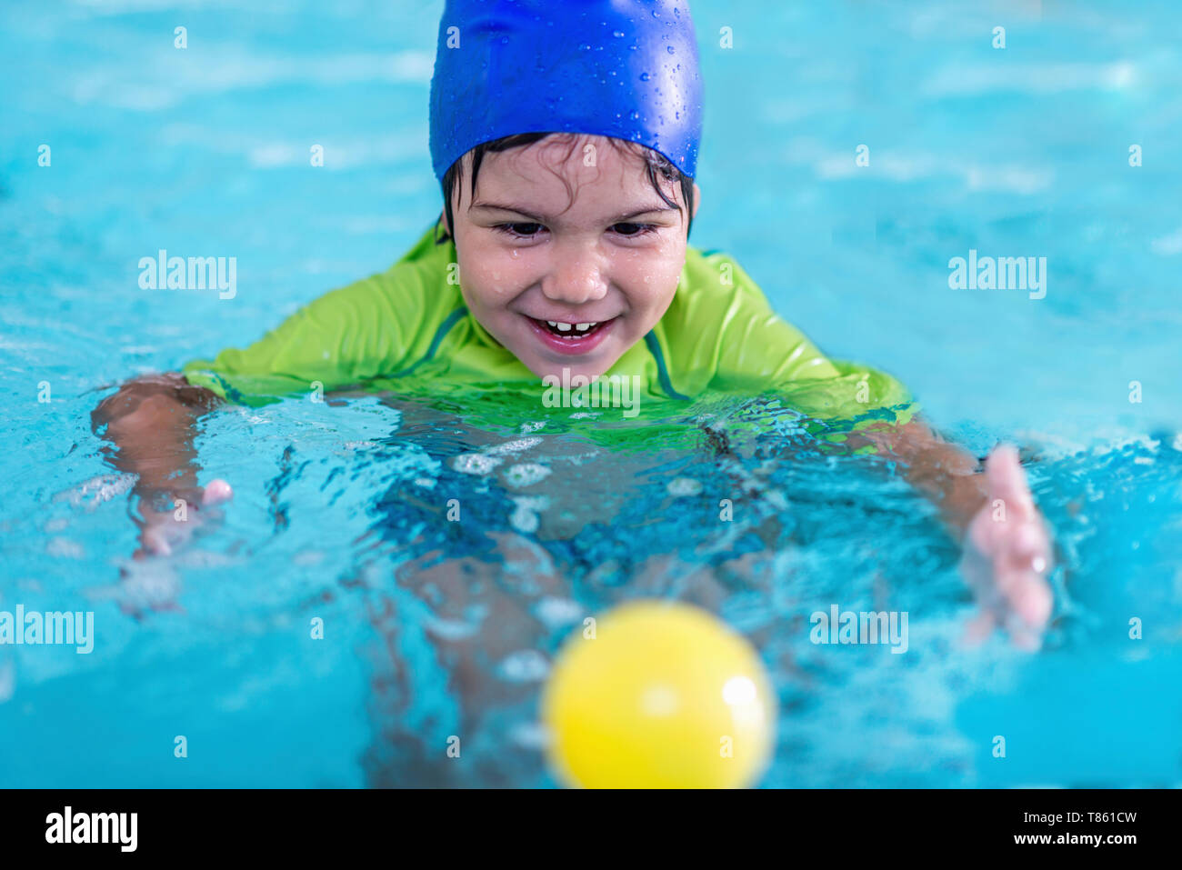 Boy in swimming pool Stock Photo