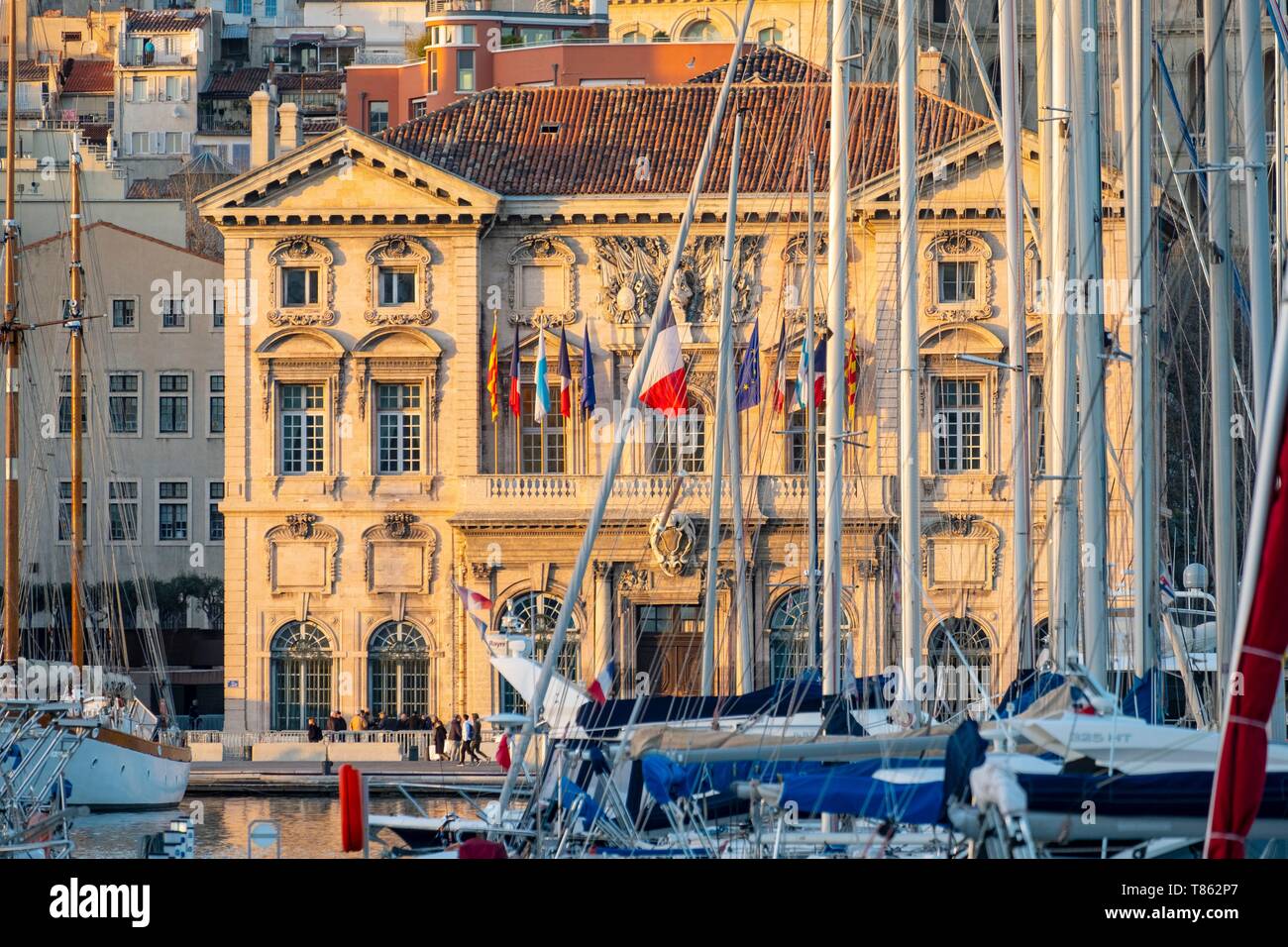 France, Bouches du Rhone, Marseille, Old Port, the Town Hall Stock Photo