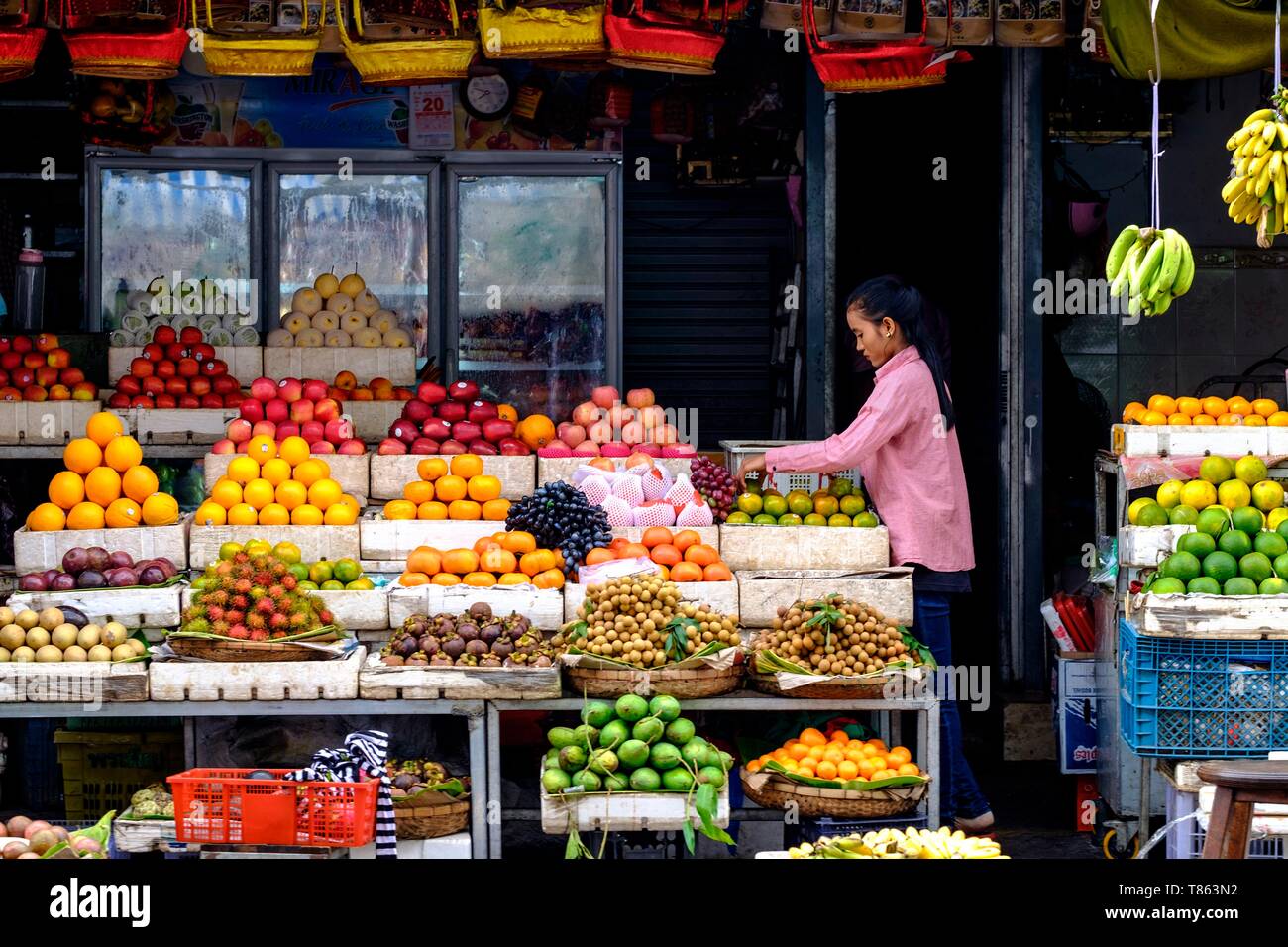 Cambodia, Phnom Penh, fruit stall at the market Stock Photo