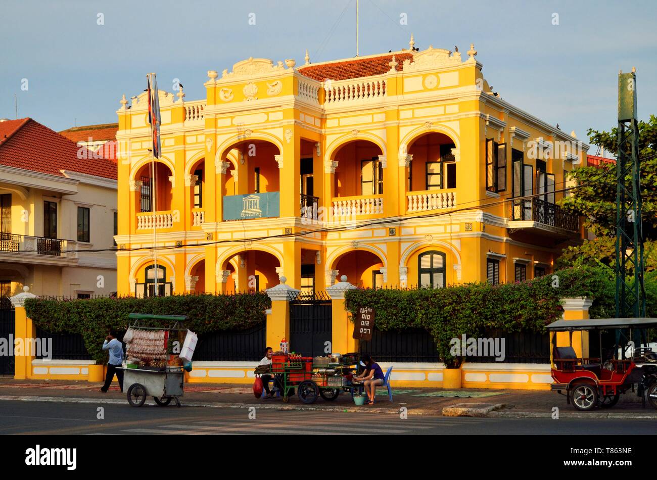 Cambodia, Phnom Penh, colonnial style building Stock Photo