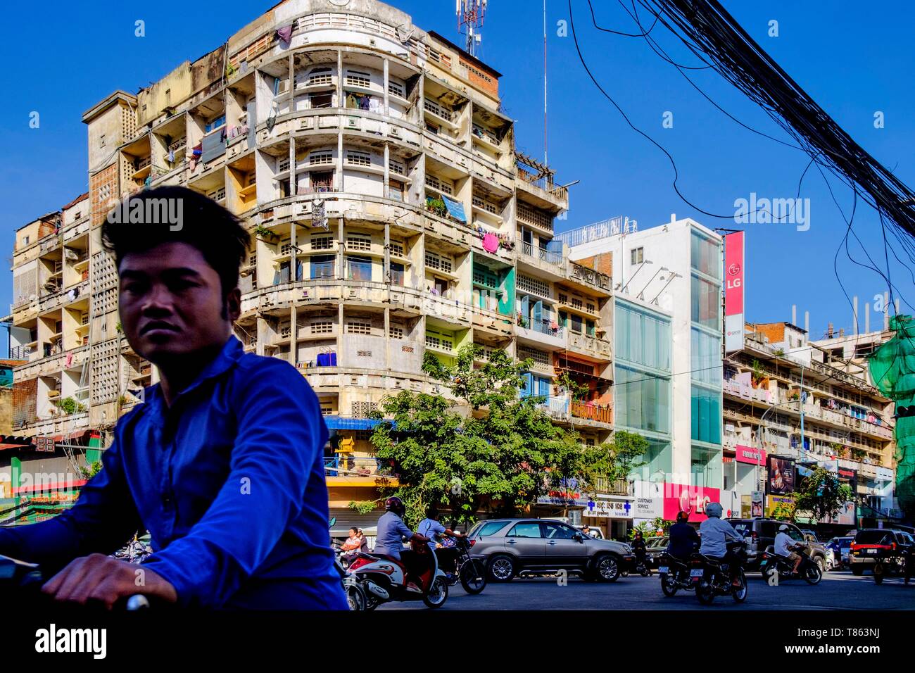 Cambodia, Phnom Penh, Sixties and seventies architecture Stock Photo