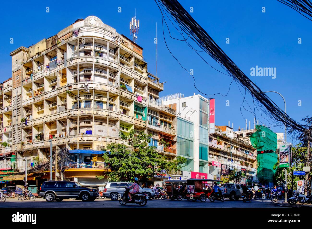 Cambodia, Phnom Penh, Sixties and seventies architecture Stock Photo