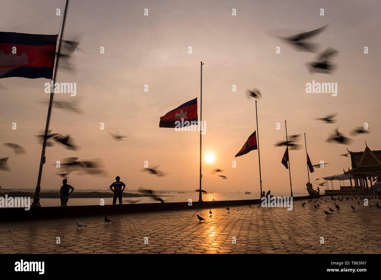 Cambodia, Phnom Penh, Sisowath quay Stock Photo