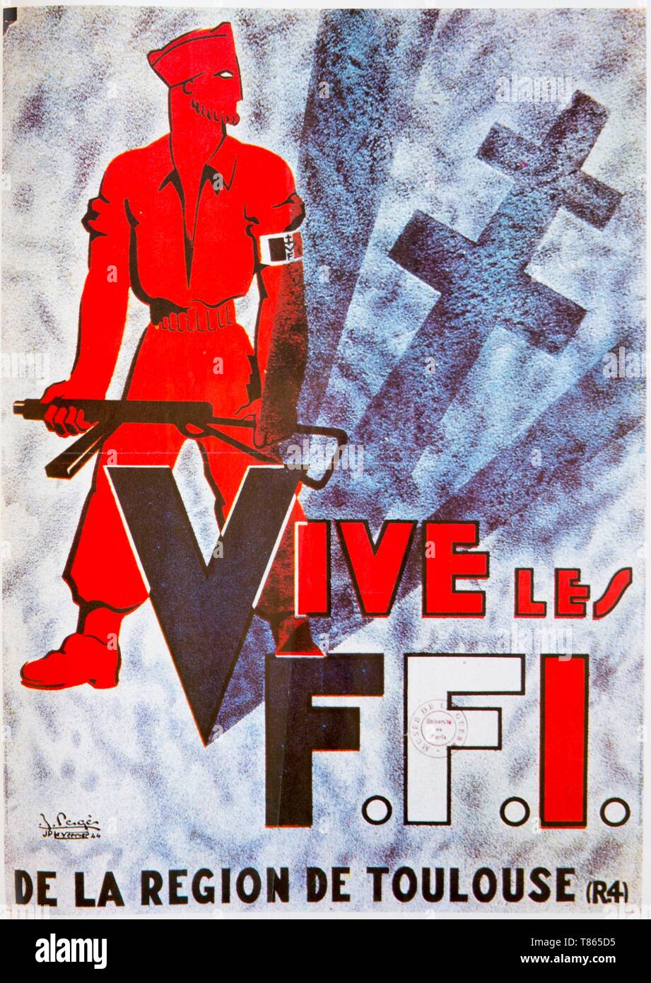 France, Paris, former propaganda poster of the Second World War