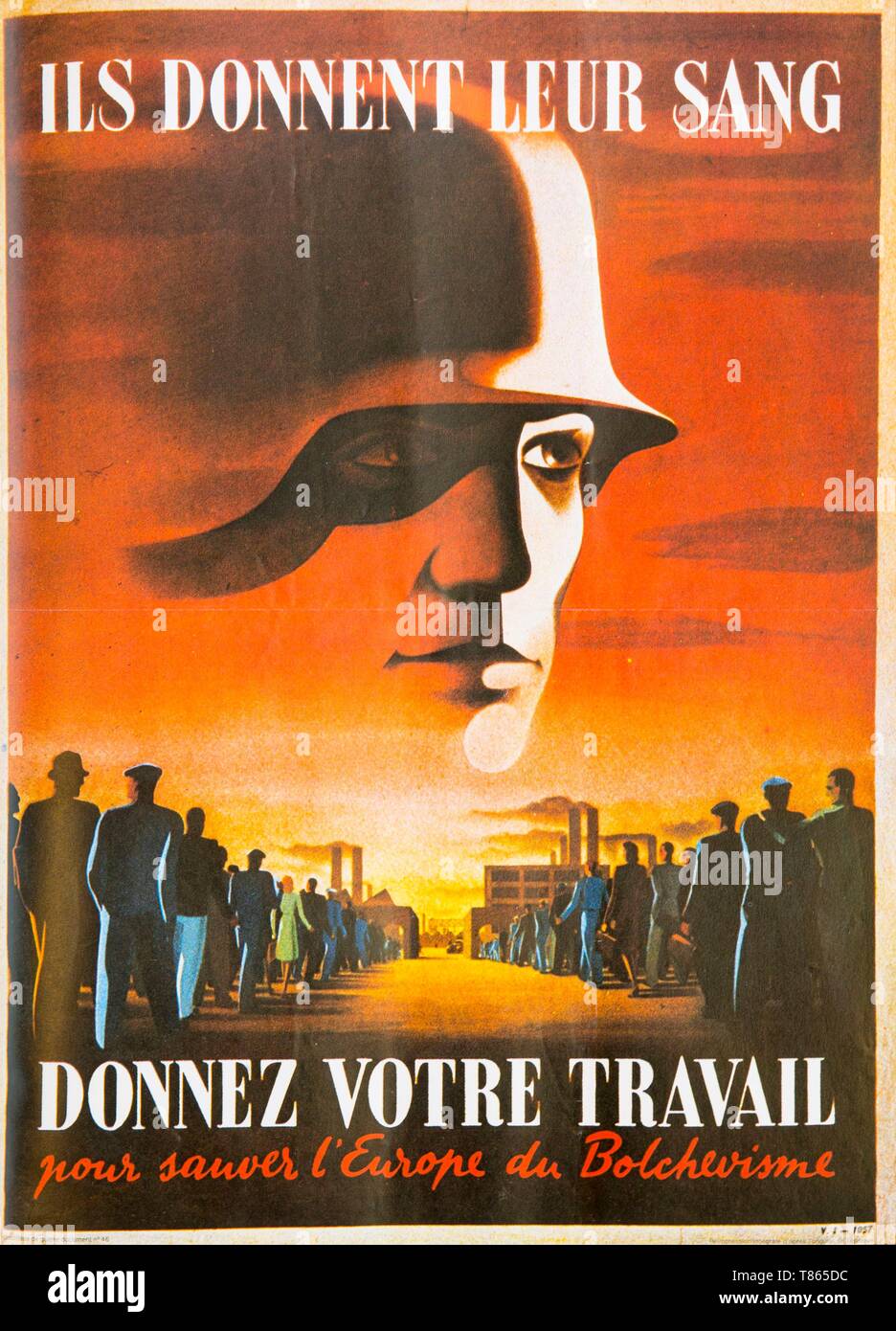 France, Paris, former propaganda poster of the Second World War