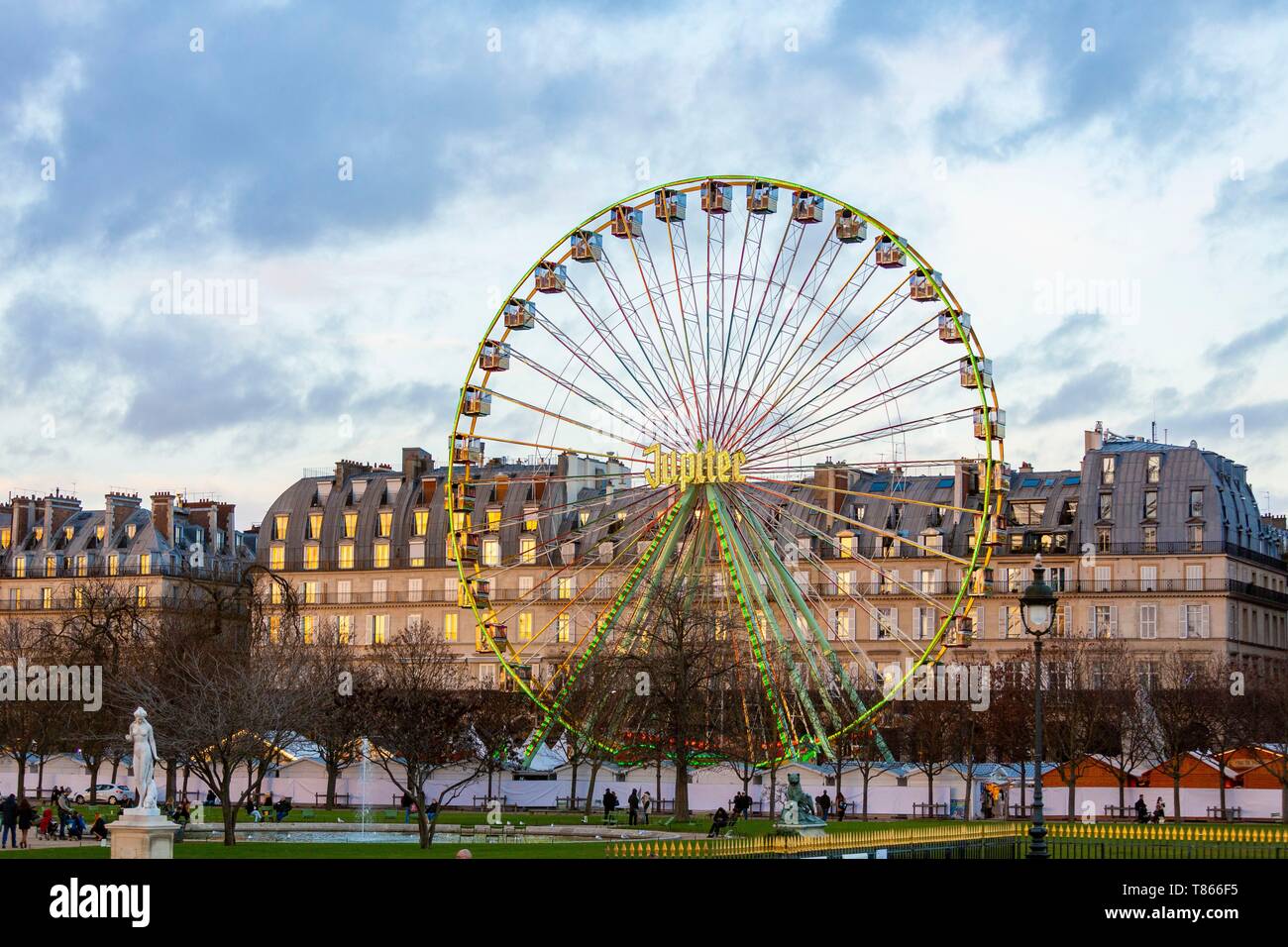 France, Paris, Tuileries Garden, Christmas Market and Ferris Wheel
