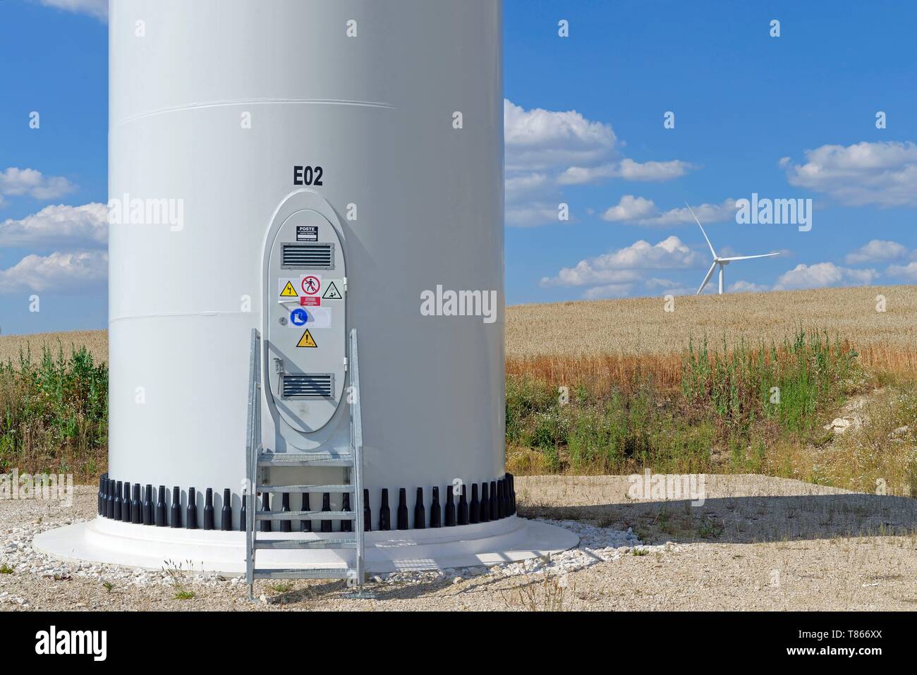 France, Yonne, Beine, Wind farm Stock Photo
