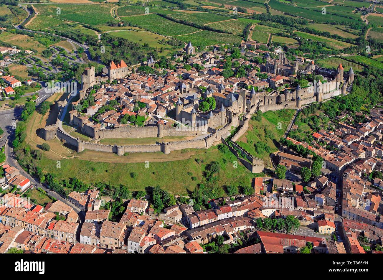 France, Aude, Carcassonne, the City (aerial view) Stock Photo