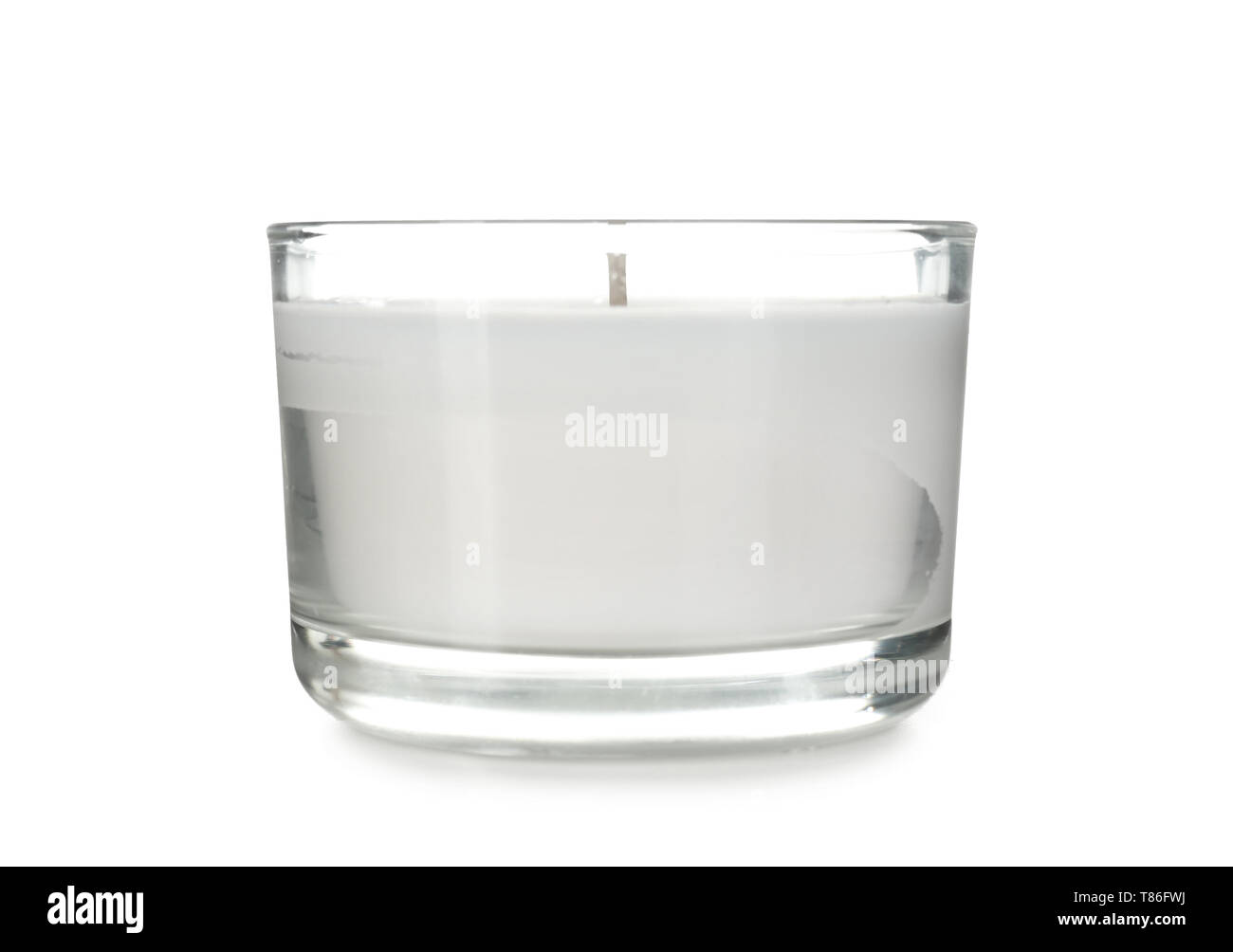Beautiful candle in holder on white background Stock Photo - Alamy